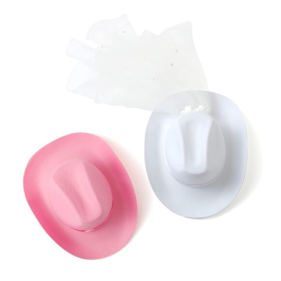4919 Cowgirl Hats - 7 Pack Includes 1 Bride White Cowboy Hat And 6 Pink main image 5